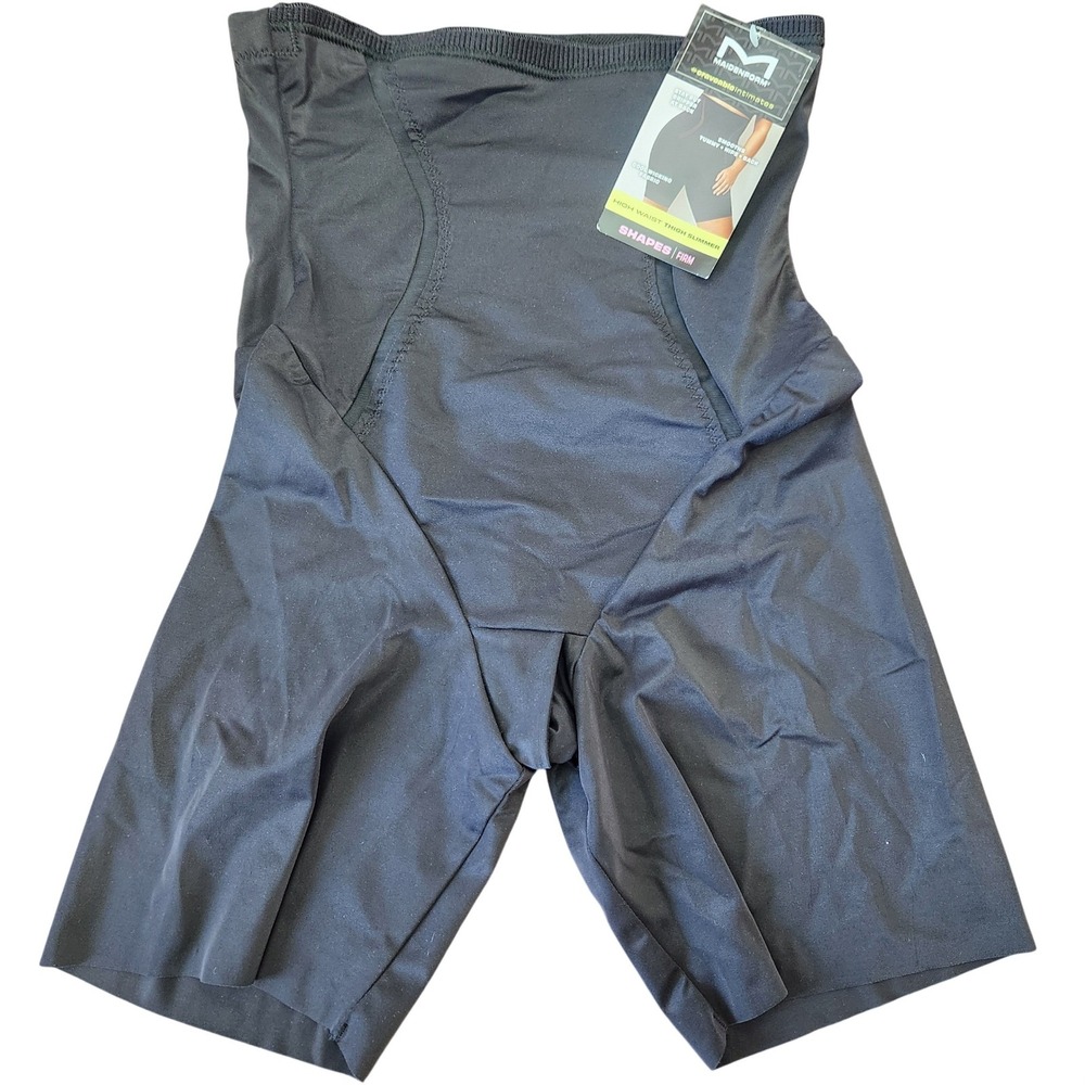 Maidenform black high waist thigh slimmer shape shorts Firm size Medium‎